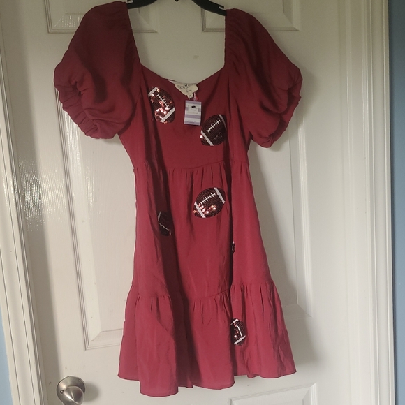 Umgee Dresses & Skirts - Umgee Burgundy Red Sequin Appliqué Mini Dress